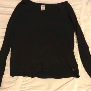 Victoria Secret Black Logo Pink shirt Top medium